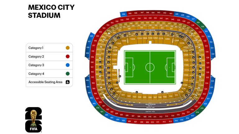 Sitzplan im Aztekenstadion Mexiko-City für die WM 2026 | Screenshot Sitzplan im Aztekenstadion Mexiko-City für die WM 2026