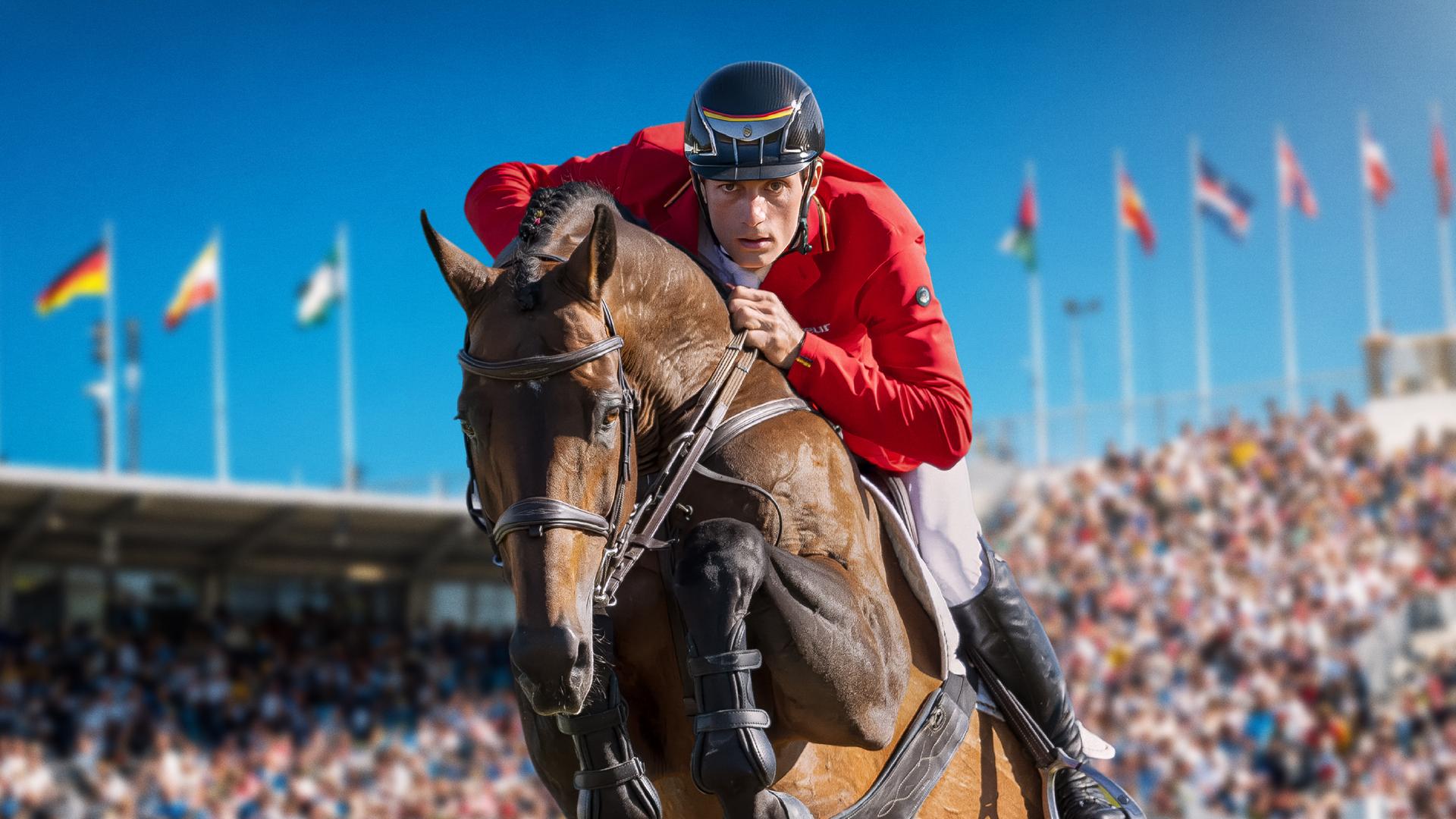 RIDE – Reitsport zwischen Wettkampf, Glamour und Tierwohl. Die neue Doku-Serie - jetzt streamen in der ARD Mediathek. | hr/DPA Picture Alliance/Hintergrund mit KI generiert