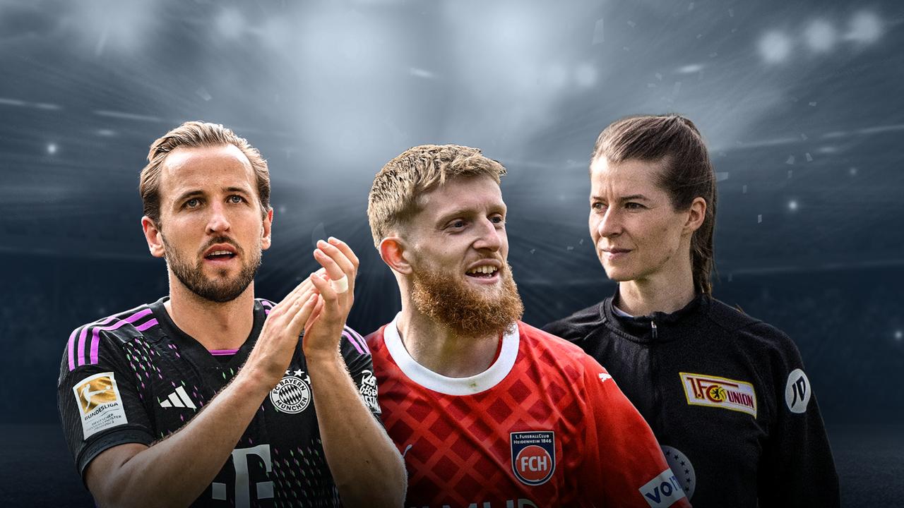Bayerns Harry Kanne, Heidenheims Jan-Niklas Beste und Unions Co-Trainerin Marie-Louise Eta | IMAGO / Sven Simon / Michael Weber / Matthias Koch