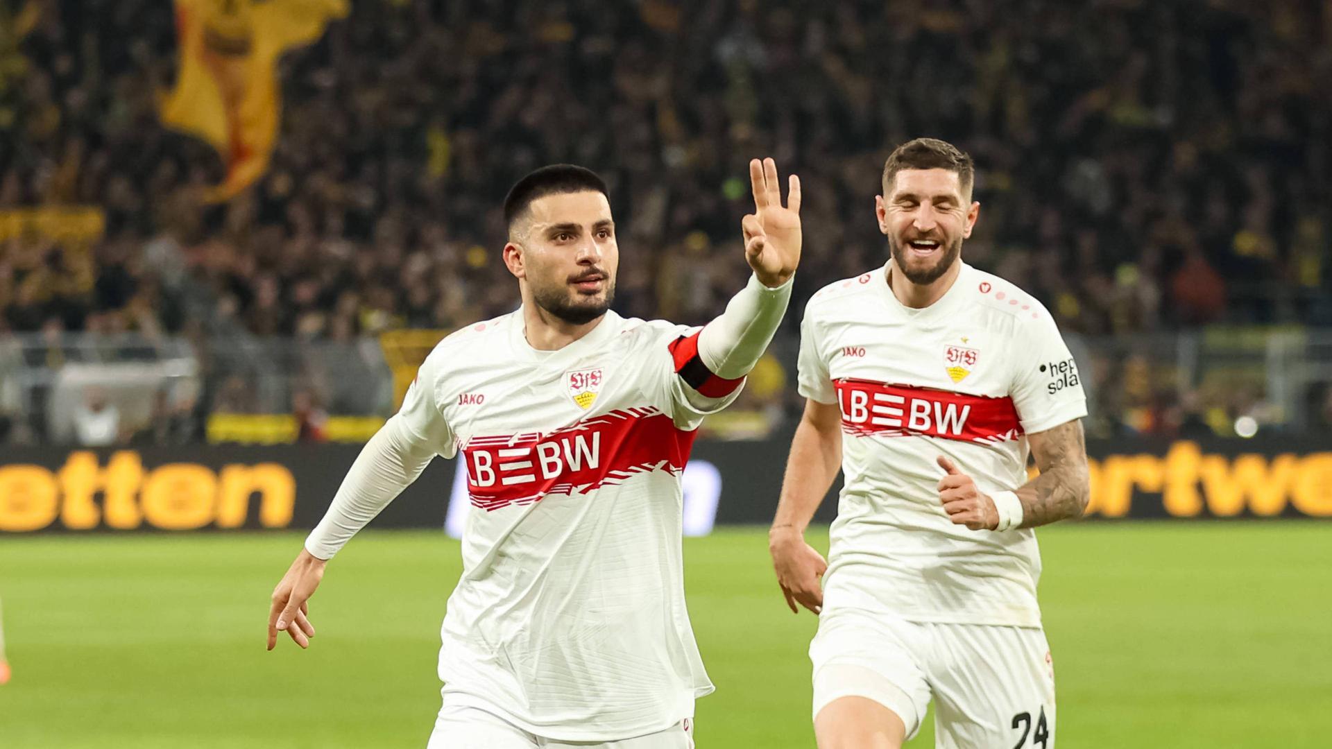 Stuttgarts Deniz Undav bejubelt seinen dritten Treffer | IMAGO/Eibner-Pressefoto/Frank Zeising