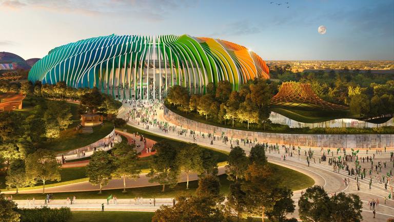 Das Qiddiya Coast Stadium in Dschidda soll Platz für 46.096 Menschen haben. | Medienfotos "Saudi 2034 bid" Das Qiddiya Coast Stadium in Dschidda soll Platz für 46.096 Menschen haben.