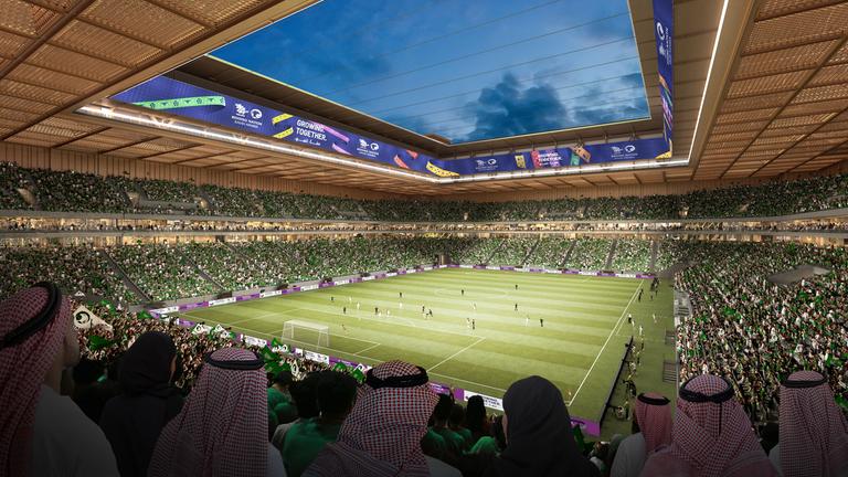 Das Jeddah Central Development Stadium soll Platz für 45.794 Menschen haben. | Medienfotos "Saudi 2034 bid" Das Jeddah Central Development Stadium soll Platz für 45.794 Menschen haben.