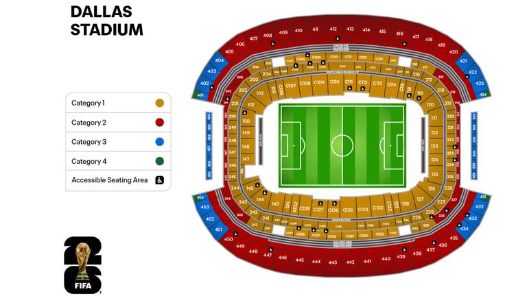 Sitzplan im Stadion Dallas für die WM 2026 | Screenshot Sitzplan im Stadion Dallas für die WM 2026