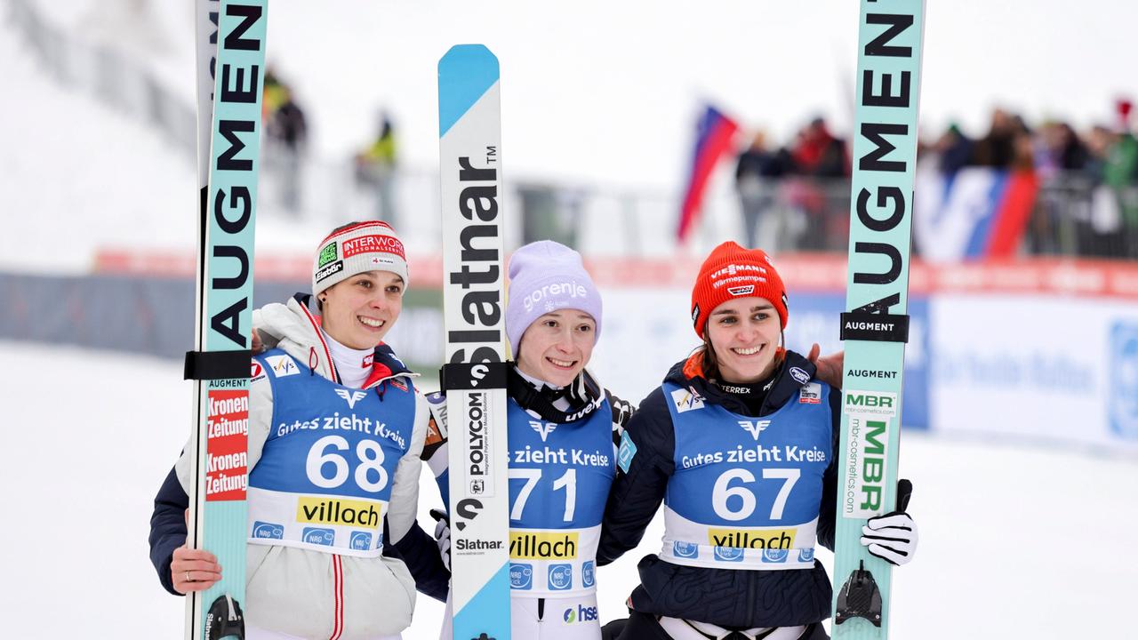 Selina Freitag on the podium in Villach