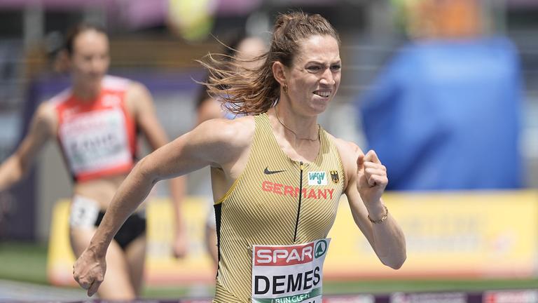 Eileen Demes in der Qualifikation über 400m Hürden | Michael Kappeler/dpa Eileen Demes in der Qualifikation über 400m Hürden