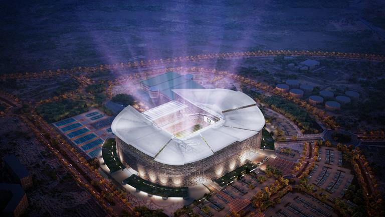 Das King Khalid University Stadium in Abha soll Platz für 45.428 Menschen haben. | Medienfotos "Saudi 2034 bid" Das King Khalid University Stadium in Abha soll Platz für 45.428 Menschen haben.