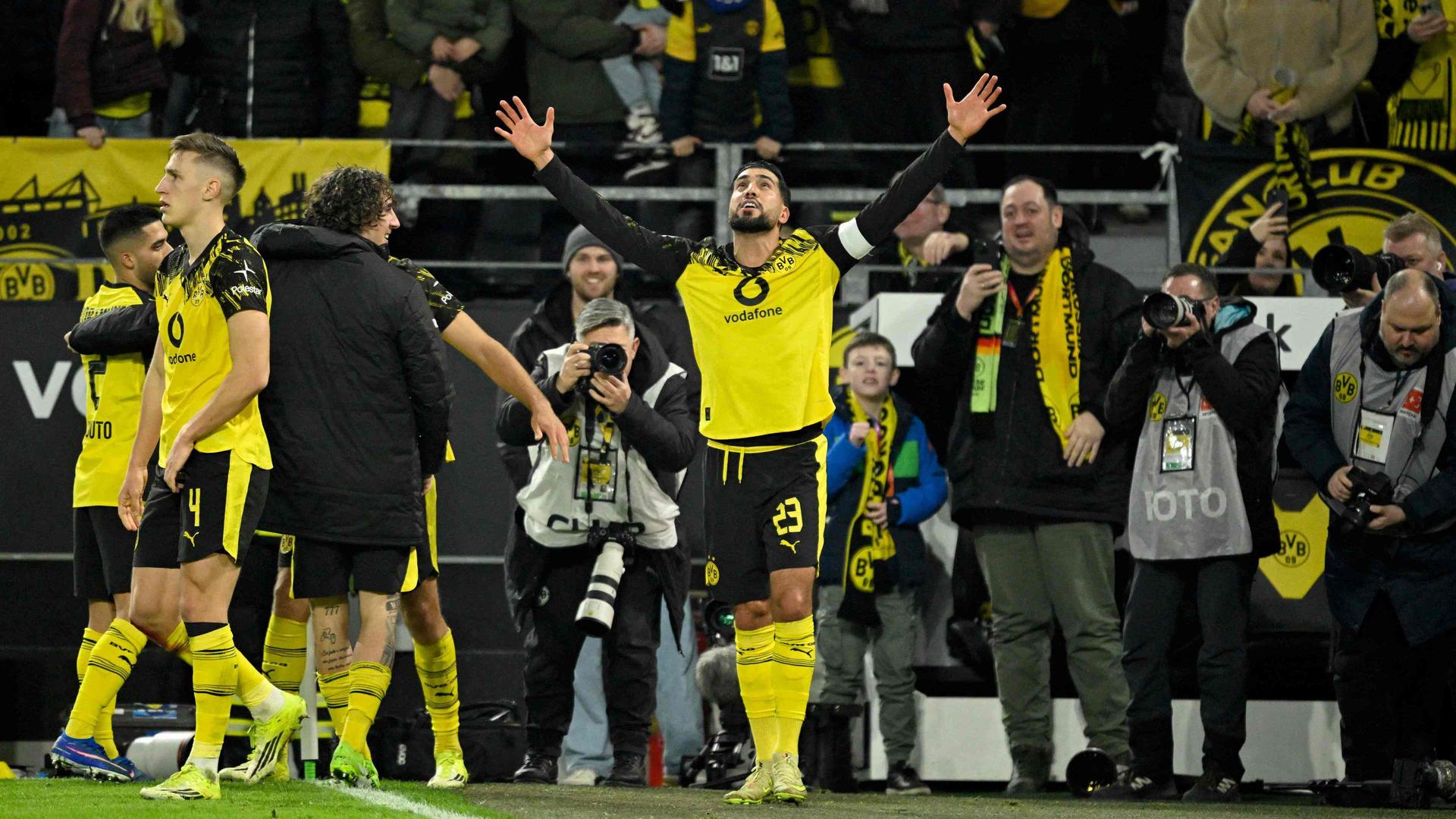 Dortmunds Emre Can jubelt nach seinem Elfmeter-Tor | AFP