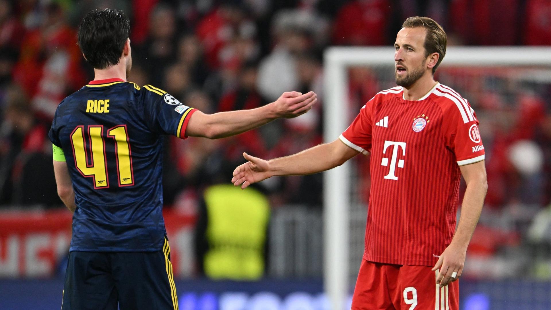 Declan Rice und Harry Kane nach dem 2:2 im CL-Kracher | dpa/Peter Kneffel