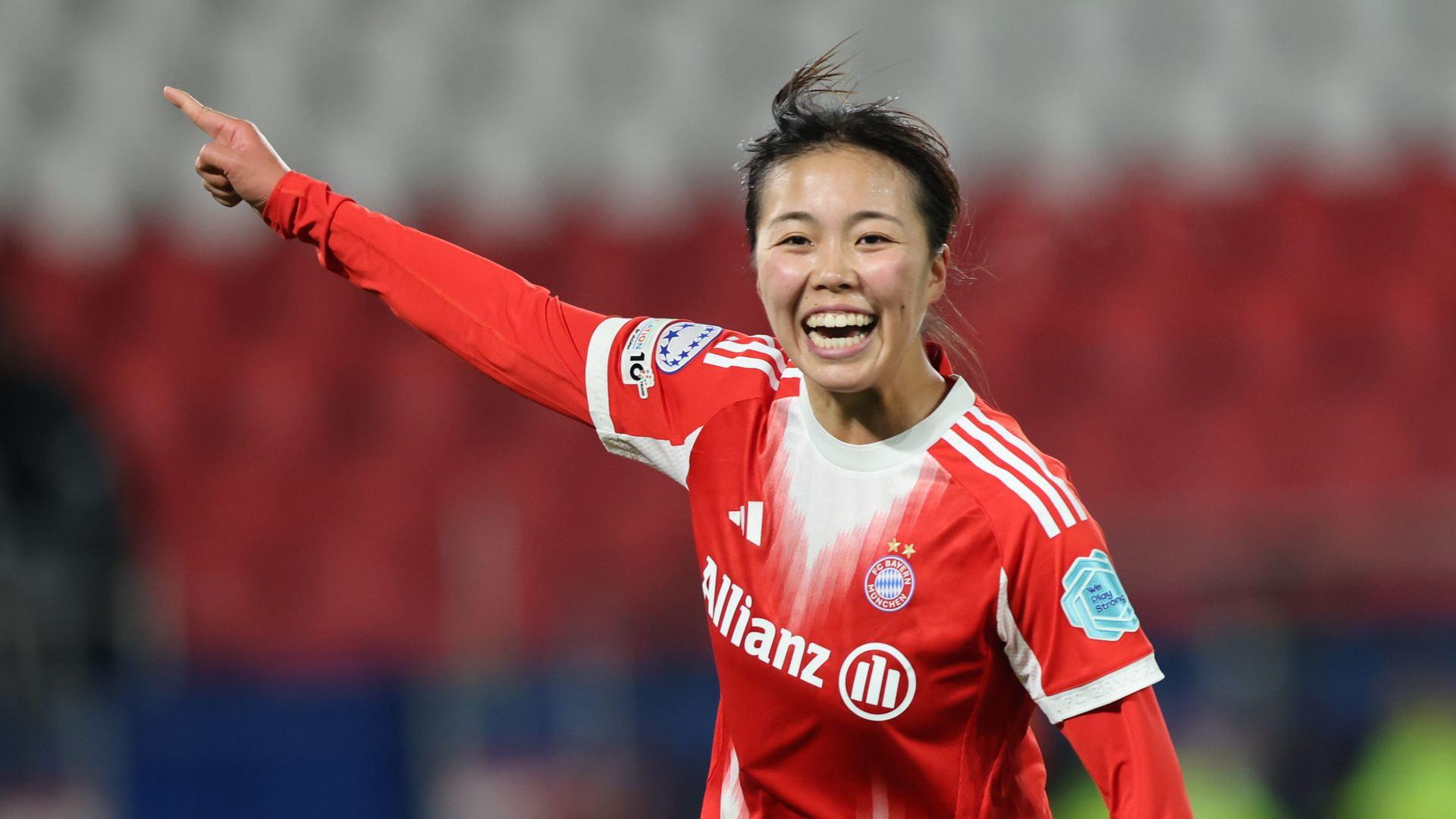 Momoko Tanikawa jubelt Ã¼ber das 2:1 fÃ¼r die MÃ¼nchnerinnen | picture alliance / HMB Media | Hendrik Hamelau