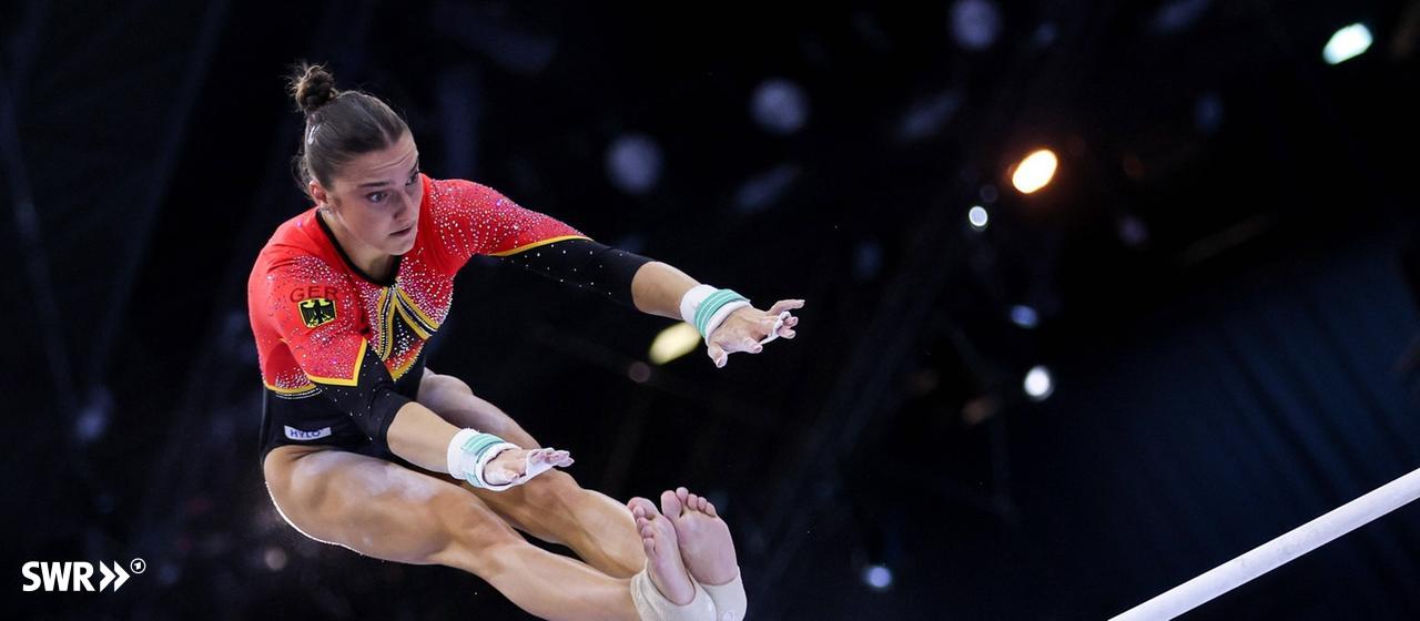 Turnerin Helen Kevric am Stufenbarren bei der EM in Zagreb
