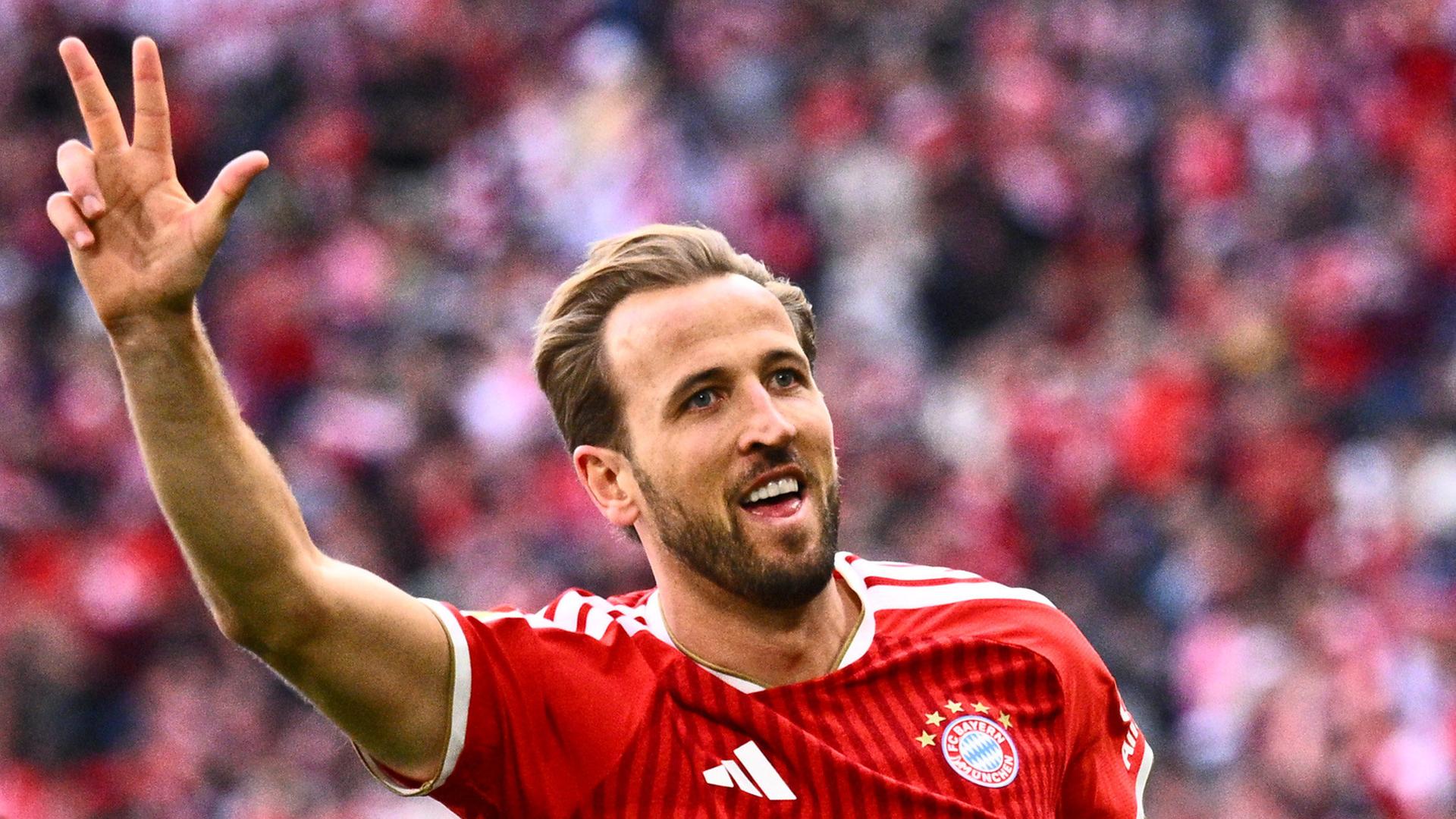Harry Kane bejubelt seinen Treffer mit seinen Teamkollegen | Tom Weller/dpa 