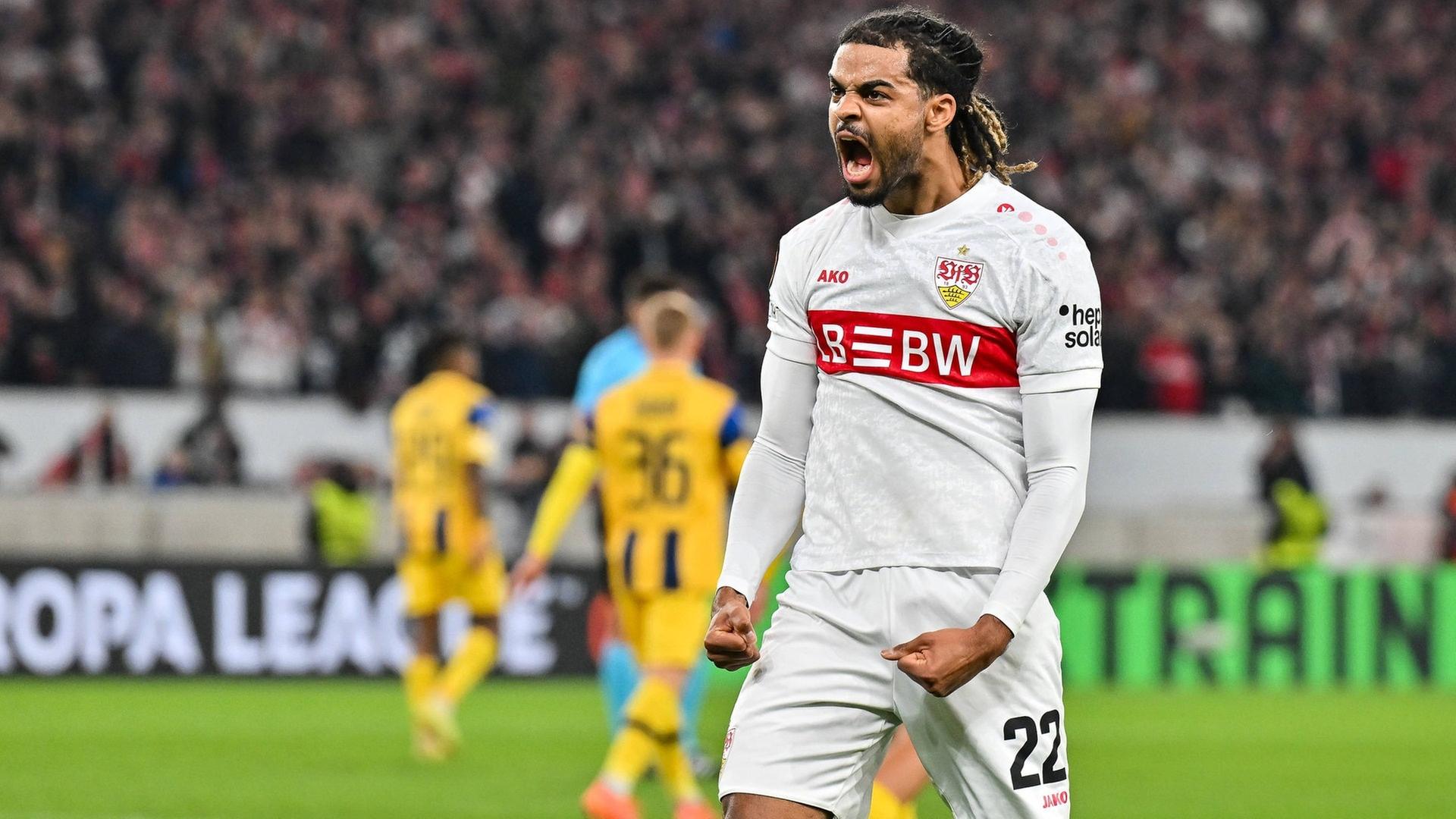 Lorenz Assignon hat den VfB Stuttgart in der Europa League gegen Maccabi Tel Aviv mit 1:0 in FÃ¼hrung geschossen. | IMAGO, IMAGO / Beautiful Sports