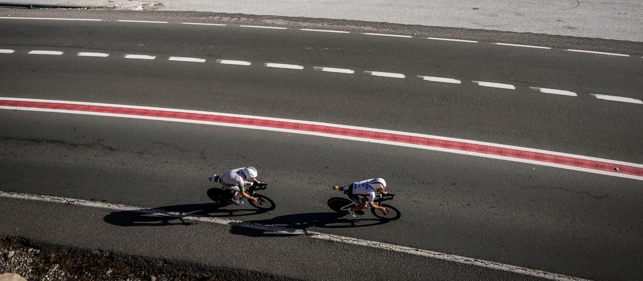 Jamie Riddle (l.) und Jelle Geens (r.) bei den Ironman-Weltmeisterschaften