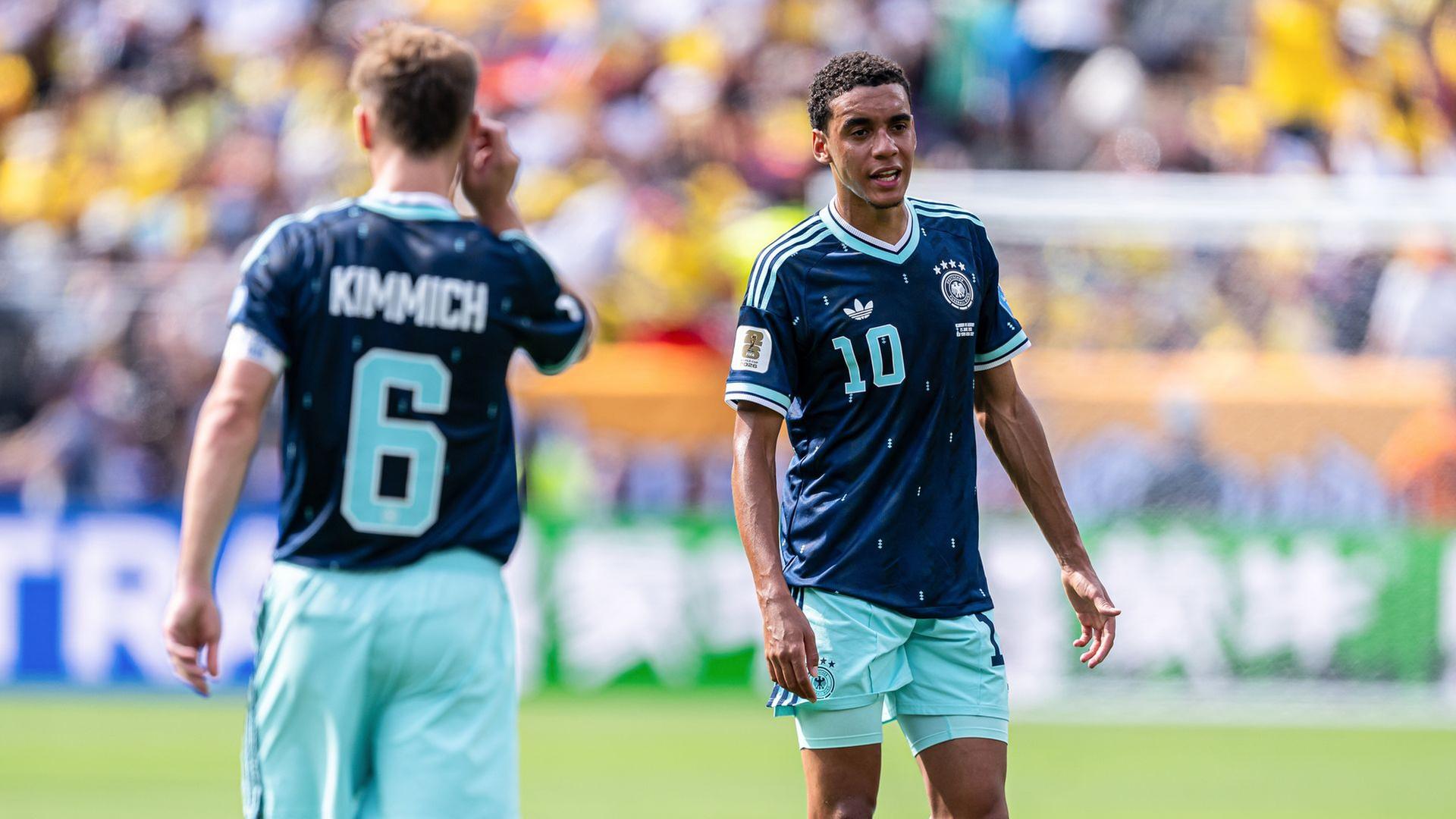 Bayern- und Nationalspieler Joshua Kimmich und Jamal Musiala | picture alliance / GES/Marvin Ibo Güngör