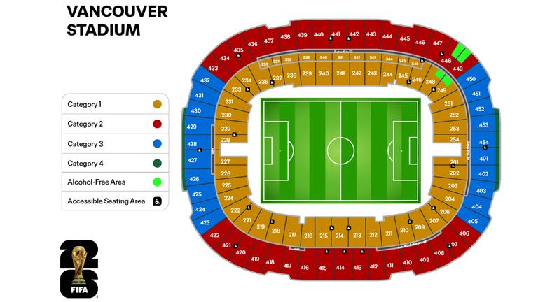 Sitzplan im Stadion Vancouver für die WM 2026