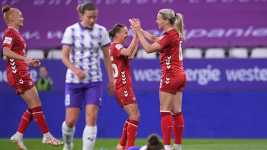 Die Frauen des 1. FC Köln freuen sich über die Führung gegen die SGS Essen 