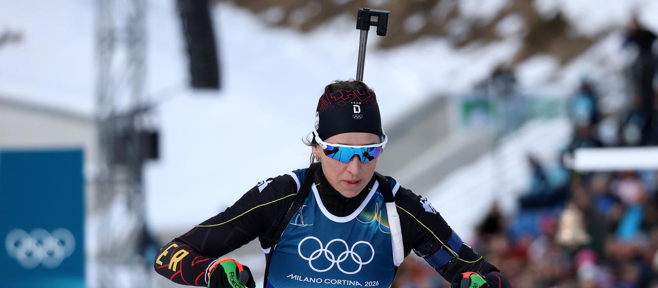 Franziska Preuss in der Mixed Staffel von Antholz