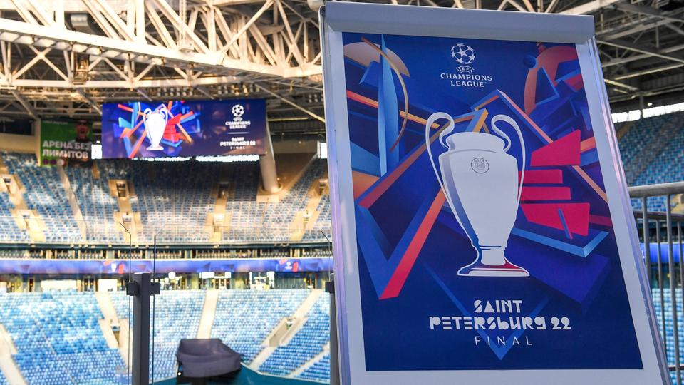 Das Logo des Champions-League-Endspiels 2022 in der Gazprom-Arena von Sankt Petersburg | imago Das Logo des Champions-League-Endspiels 2022 in der Gazprom-Arena von Sankt Petersburg