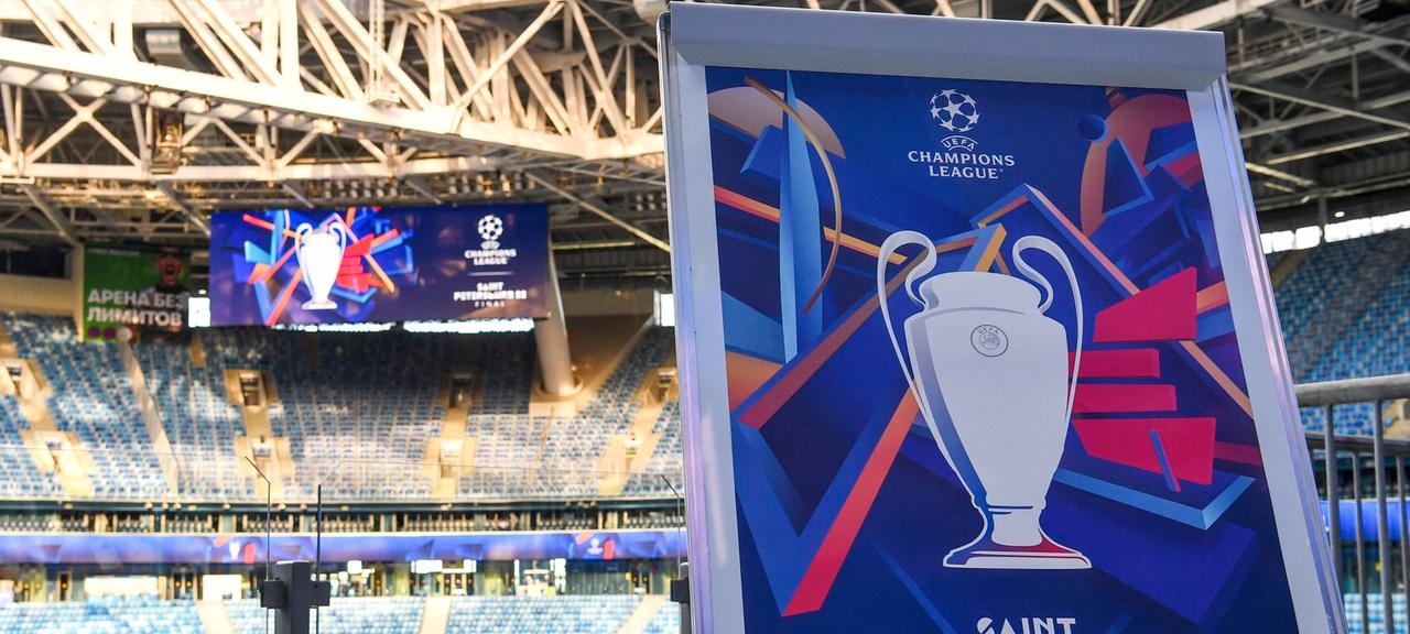 Das Logo des Champions-League-Endspiels 2022 in der Gazprom-Arena von Sankt Petersburg | imago Das Logo des Champions-League-Endspiels 2022 in der Gazprom-Arena von Sankt Petersburg