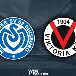 Grafik mit den Logos der Vereine MSV Duisburg und Viktoria Köln