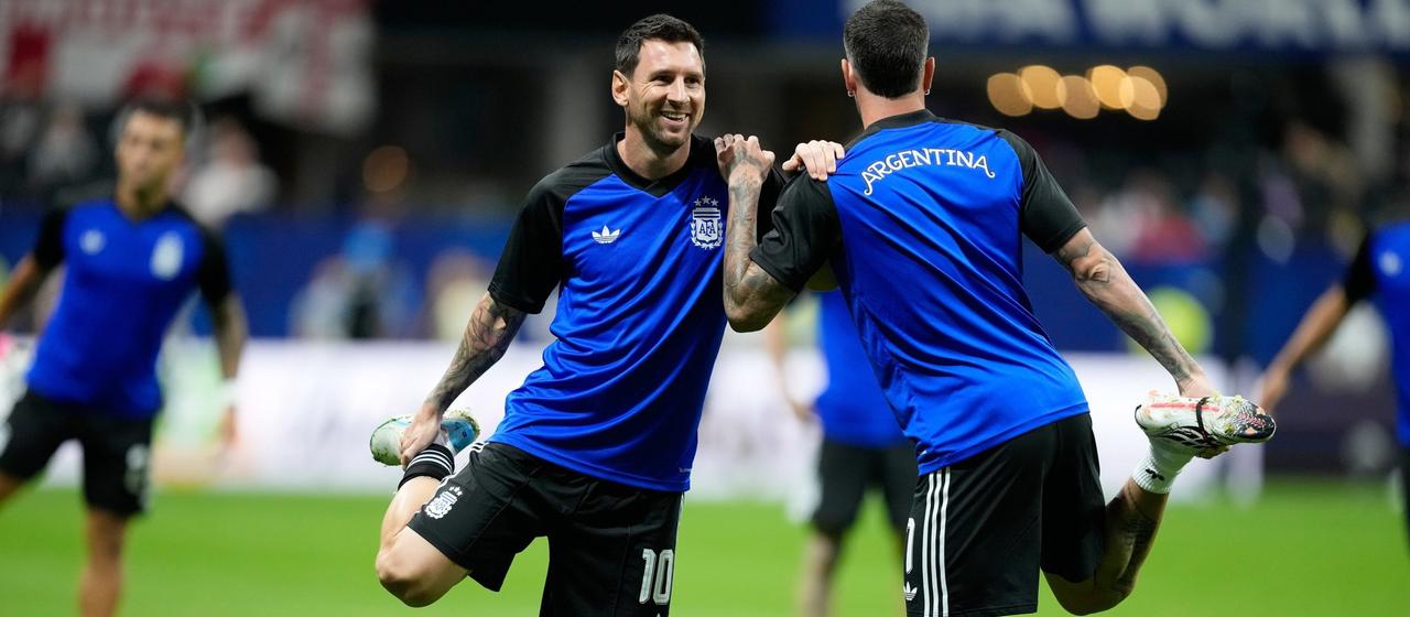 Lionel Messi beim Aufwärmen