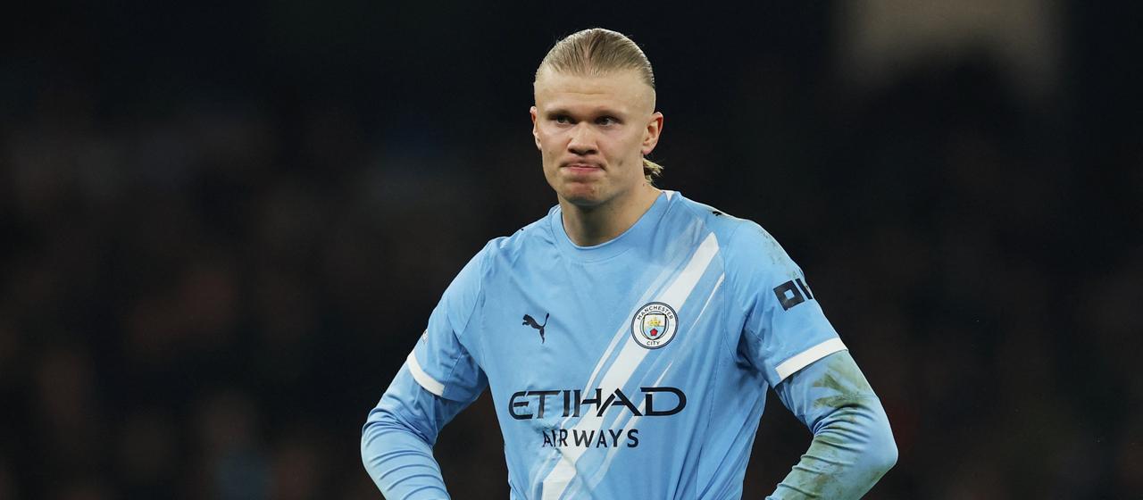 Erling Haaland schaut enttäuscht nach dem Spiel gegen Nottingham Forest