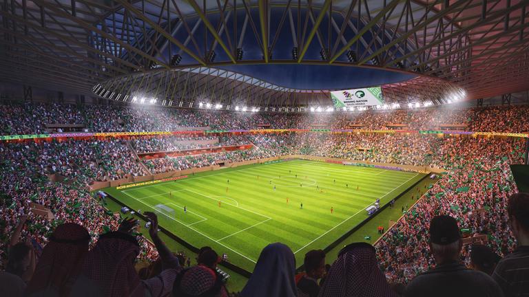 Das King Saud University Stadium in Riad soll Platz für 46.319 Menschen haben. | Medienfotos "Saudi 2034 bid" Das King Saud University Stadium in Riad soll Platz für 46.319 Menschen haben.