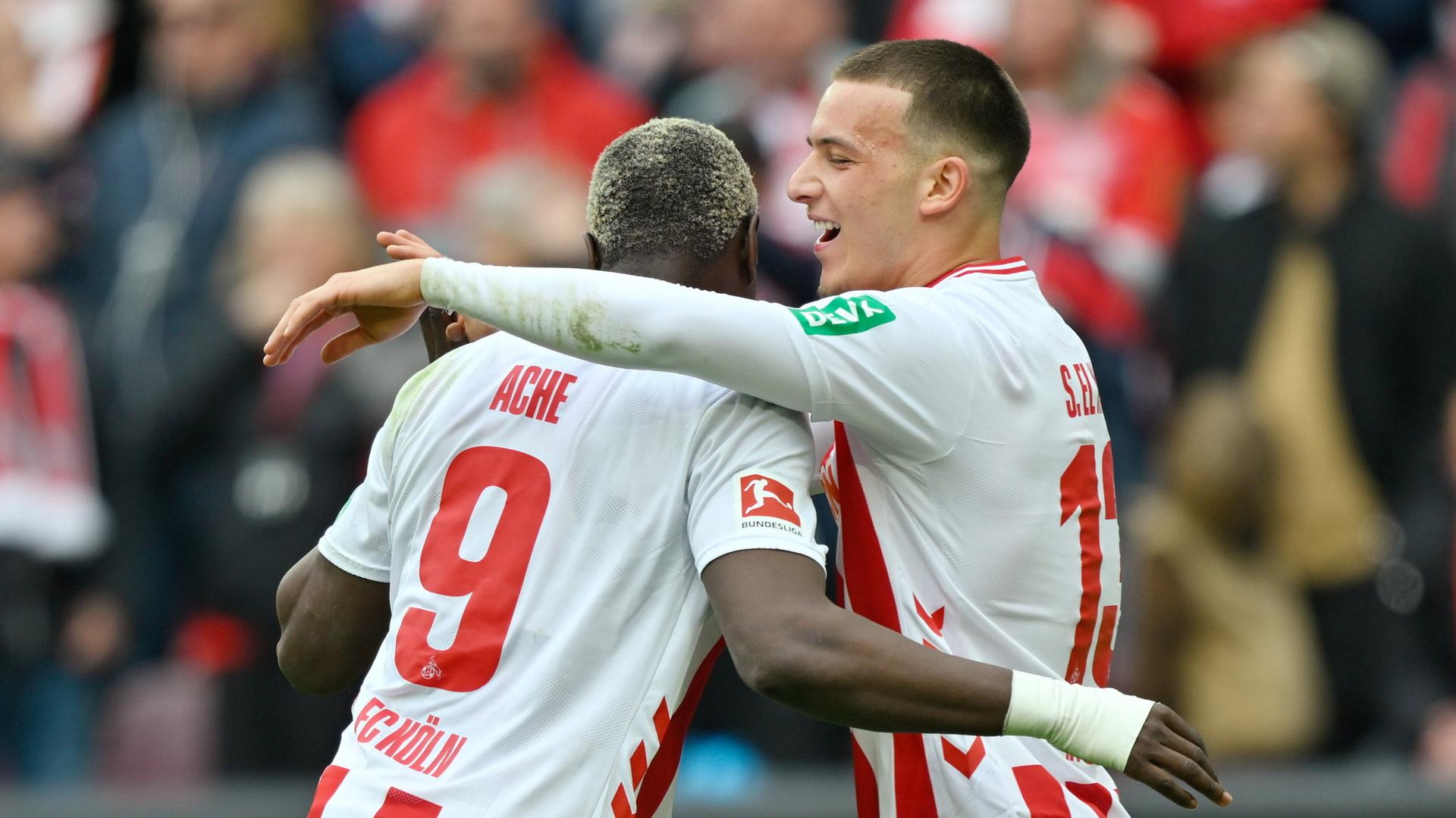 Kölns Said El-Mala und Ragnar Ache bejubeln ihren Treffer | UlrichHufnagel/WITTERS