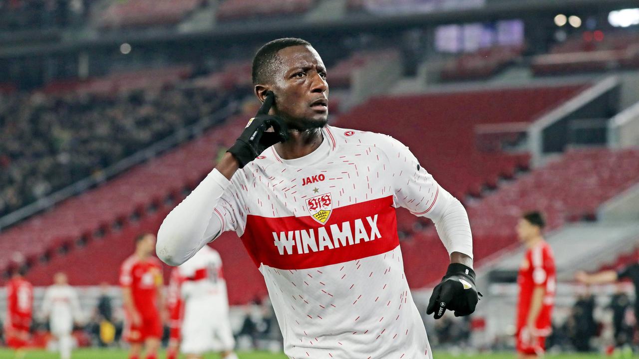 Serhou Guirassy feiert sein Tor für den VfB Stuttgart | IMAGO/Pressefoto Rudel/Robin Rudel