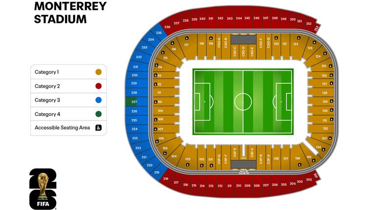 Sitzplan im Stadion Monterrey für die WM 2026 | Screenshot Sitzplan im Stadion Monterrey für die WM 2026