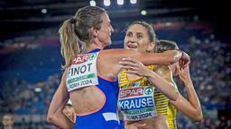 Die deutsche Hindernisläuferin Gesa Krause (r.) und die Französin Alice Finot bei der Leichtathletik-EM in Rom.