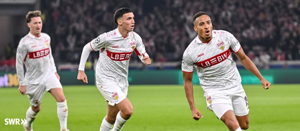 Jamie Leweling hat gegen in der Champions League Atletico Madrid das 1:0 für den VfB Stuttgart geschossen.