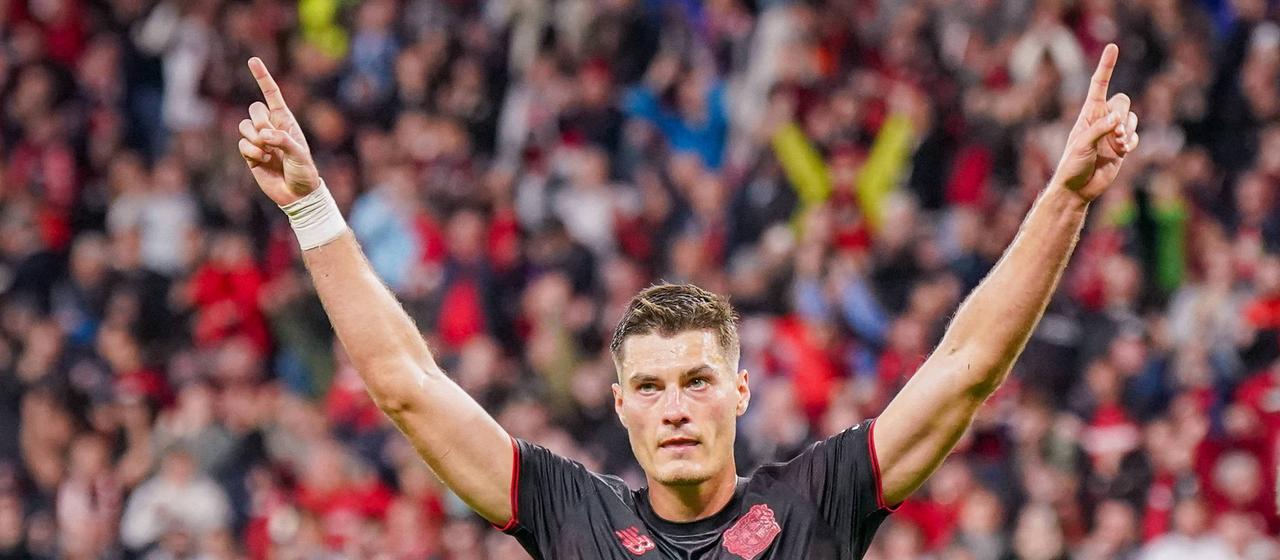 Leverkusens Patrik Schick bejubelt seinen Treffer