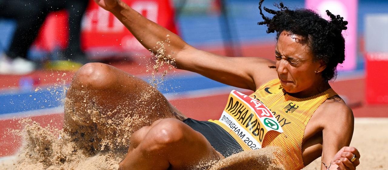 Weitspringerin Malaika Mihambo bei der Leichtathletik-EM in Birmingham.