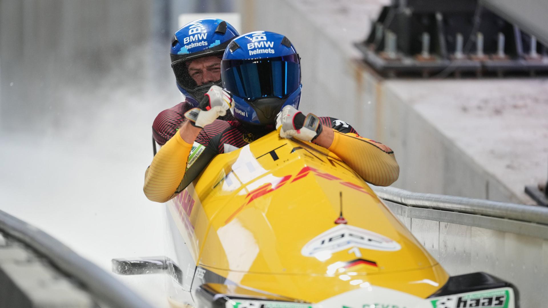 Johannes Lochner und Georg Fleischhauer im Zweierbob | AP/Andrew Medichini