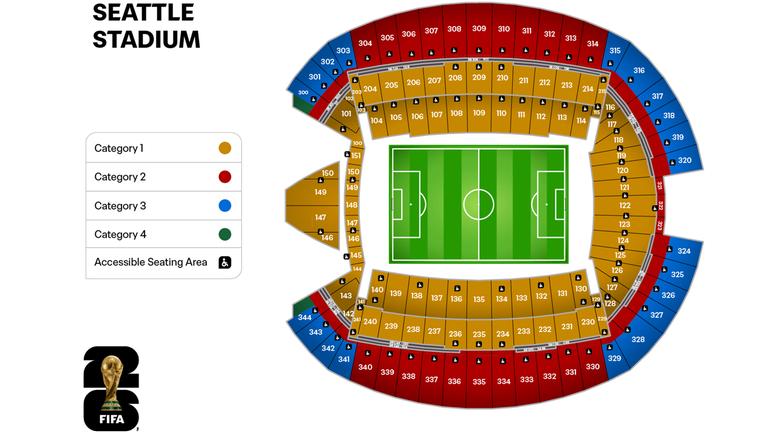 Sitzplan im Stadion Seattle für die WM 2026 | Screenshot Sitzplan im Stadion Seattle für die WM 2026