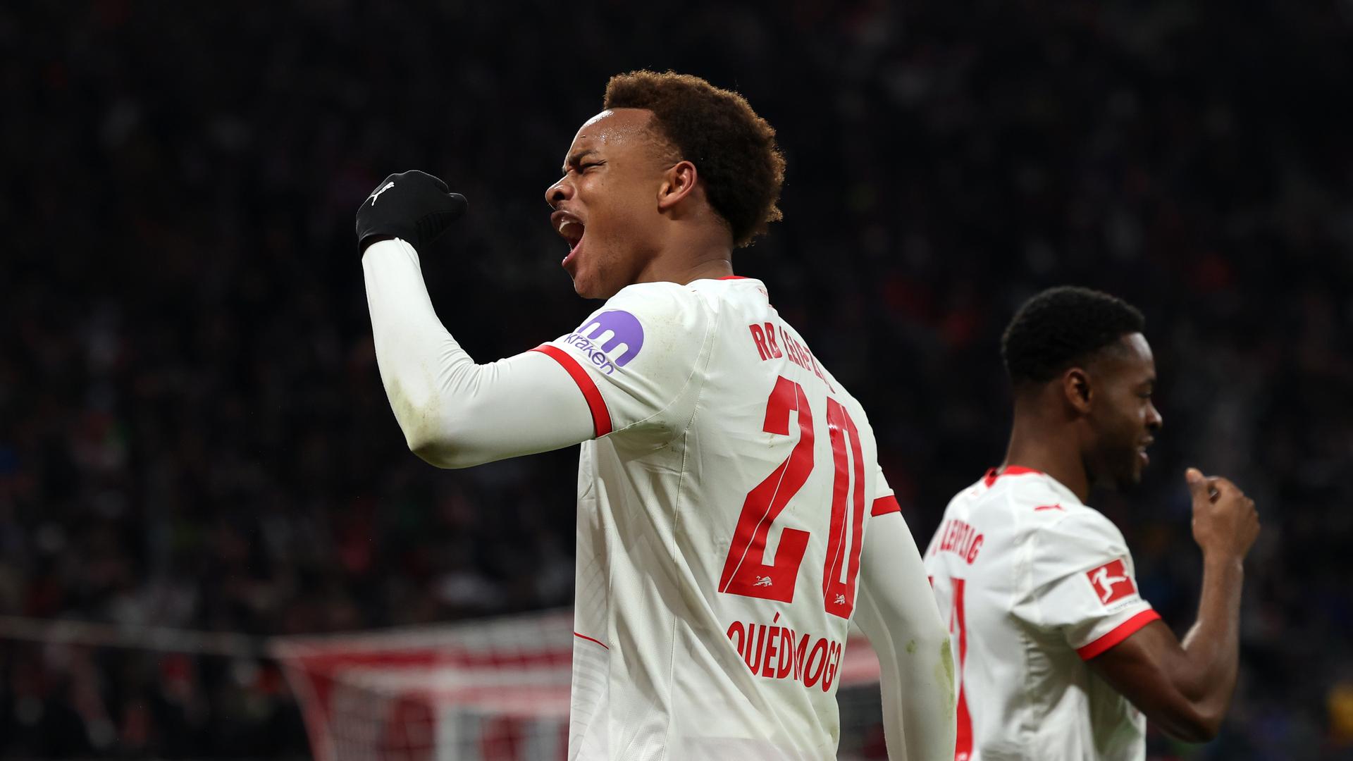 Leipzigs Assan Ouedraogo jubelt über seinen Treffer gegen Werder Bremen | Getty Images/Boris Streubel