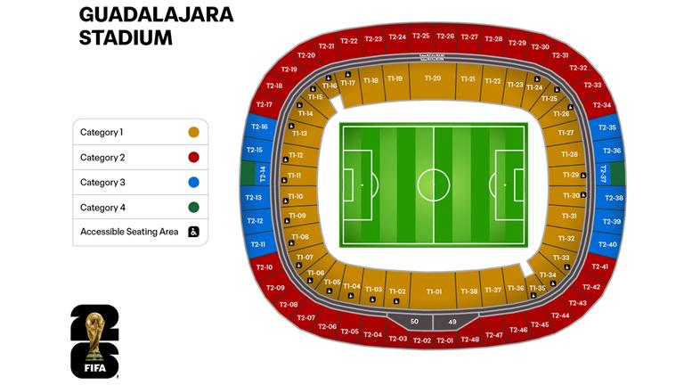 Sitzplan im Stadion Guadalajara für die WM 2026 | Screenshot Sitzplan im Stadion Guadalajara für die WM 2026