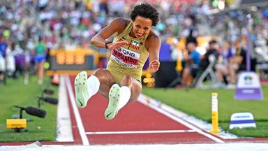 Die deutsche Weitspringerin Malaika Mihambo bei der Leichtathletik-WM in Eugene.