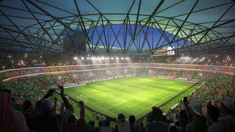 Das South Riyadh Stadium in Riad soll Platz für 47.060 Menschen haben. | Medienfotos "Saudi 2034 bid" Das South Riyadh Stadium in Riad soll Platz für 47.060 Menschen haben.