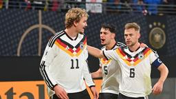 Nick Woltemade, Joshua Kimmich und Aleksander Pavlovic jubeln