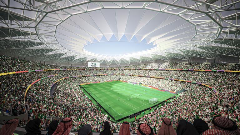 Das King Abdullah Sports City Stadium in Dschidda soll Platz für 58.432 Menschen haben. | Medienfotos "Saudi 2034 bid" Das King Abdullah Sports City Stadium in Dschidda soll Platz für 58.432 Menschen haben.