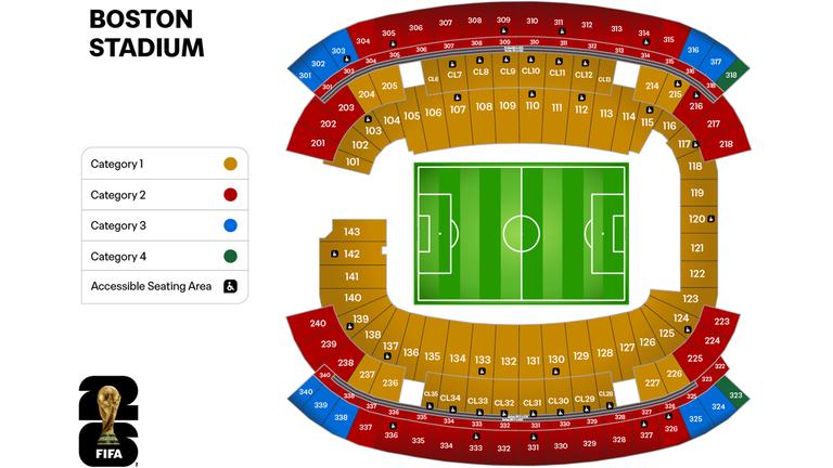 Sitzplan im Stadion Boston für die WM 2026 | Screenshot Sitzplan im Stadion Boston für die WM 2026