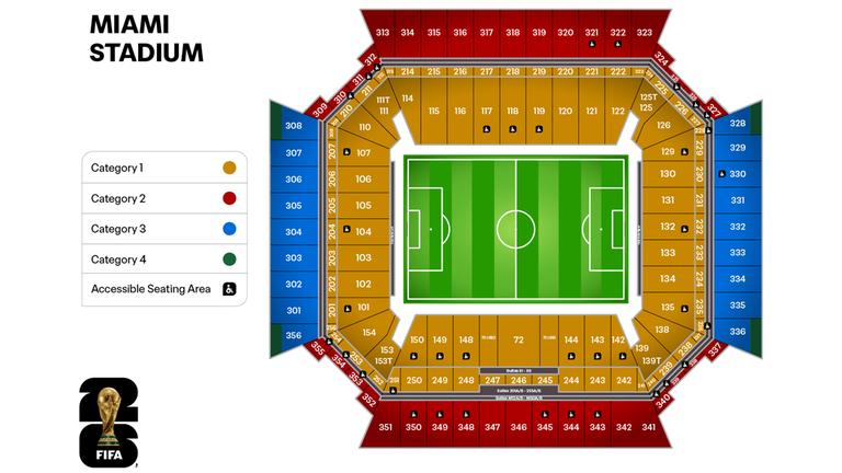 Sitzplan im Stadion Miami für die WM 2026 | Screenshot Sitzplan im Stadion Miami für die WM 2026