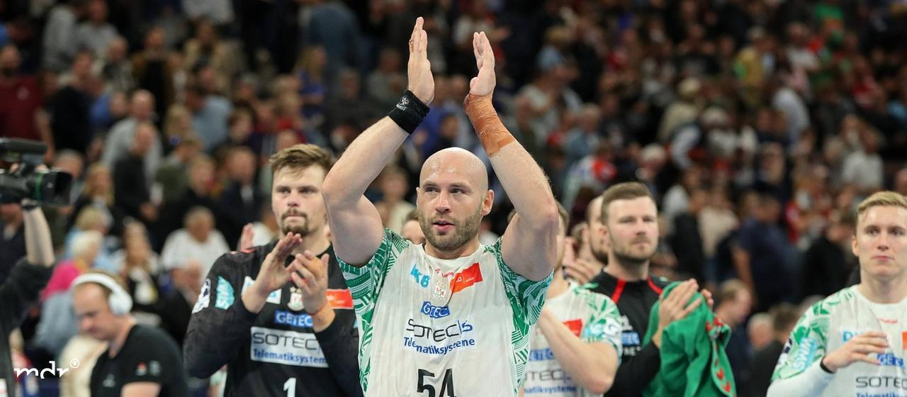 Oscar Bergendahl (Magdeburg, 54) Jubel über den Sieg | IMAGO / Jan Huebner Oscar Bergendahl (Magdeburg, 54) Jubel über den Sieg