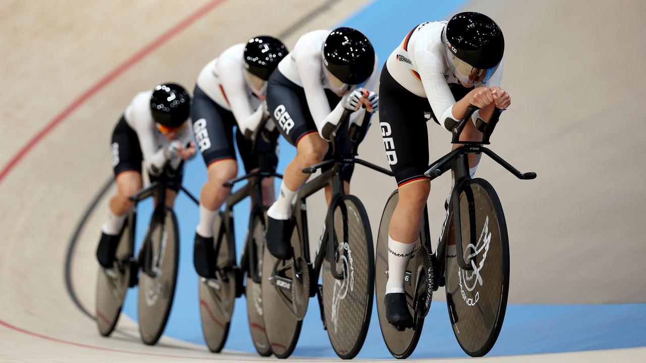 Olympische Spiele in Paris Deutscher BahnradVierer der Frauen