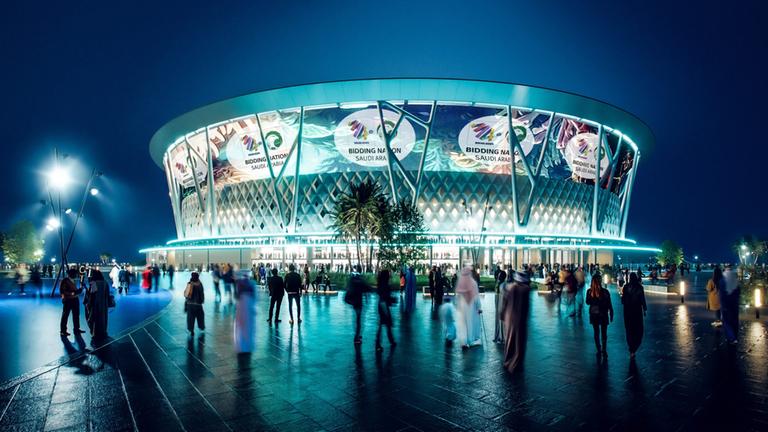 Das King Abdullah Economic City Stadium in Dschidda soll Platz für 45.700 Menschen haben. | Medienfotos "Saudi 2034 bid" Das King Abdullah Economic City Stadium in Dschidda soll Platz für 45.700 Menschen haben.