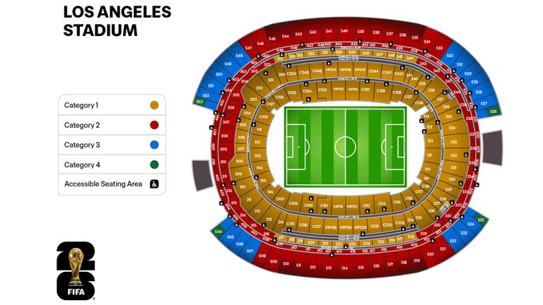 Sitzplan im Stadion Los Angeles für die WM 2026 | Screenshot Sitzplan im Stadion Los Angeles für die WM 2026