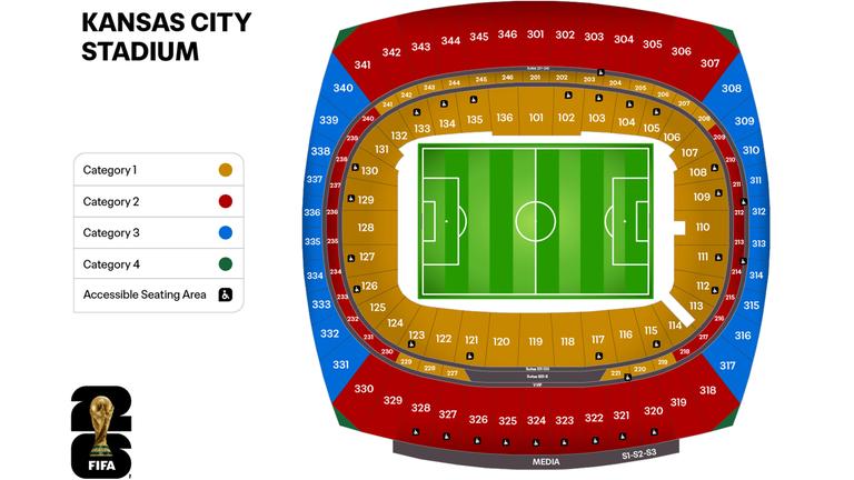 Sitzplan im Stadion Kansas City für die WM 2026 | Screenshot Sitzplan im Stadion Kansas City für die WM 2026