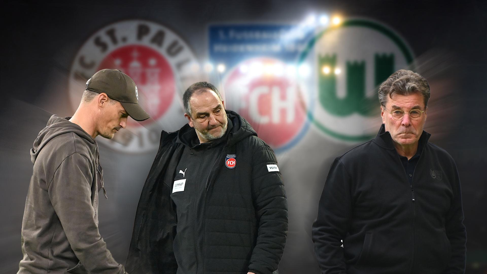 Einer muss runter: Alexander Blessin mit St. Pauli, Frank Schmidt mit Heidenheim oder Dieter Hecking mit Wolfsburg | ddp/Sven Simon